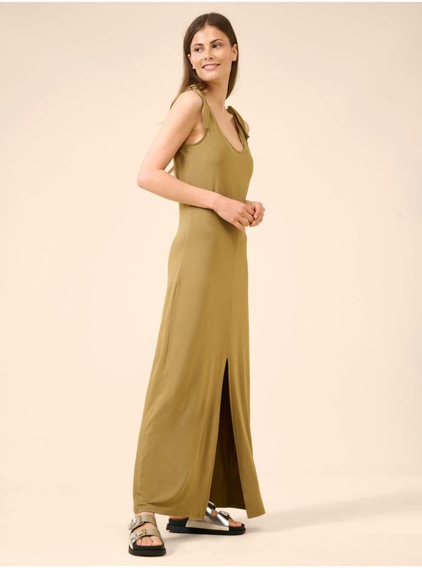 Orsay Khaki maxi dress with straps with slit ORSAY