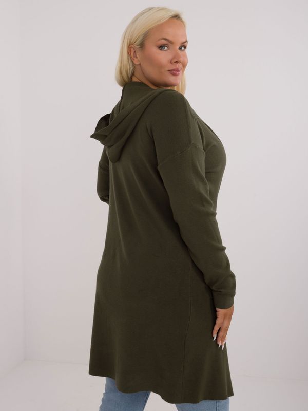 Fashionhunters Khaki plus size hooded sweater