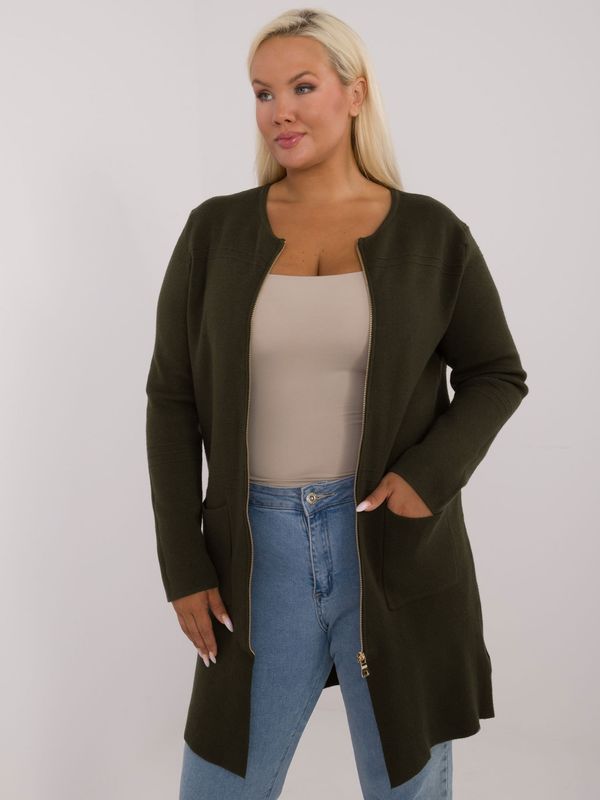 P-M Khaki sweater plus size with closure