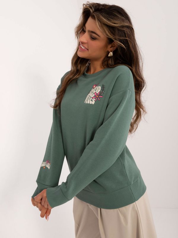 Fashionhunters Khaki sweatshirt with SUBLEVEL print