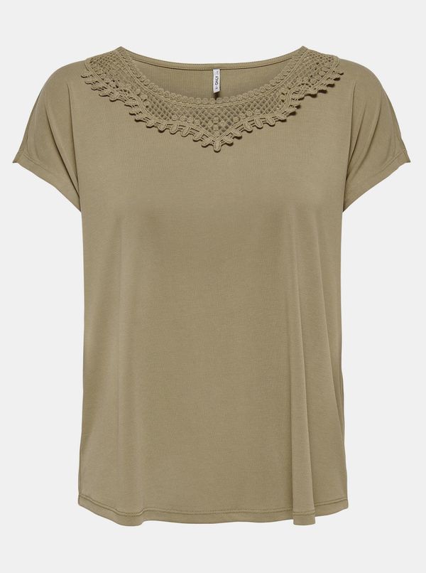 Only Khaki T-shirt with lace ONLY FreeLife - Women's