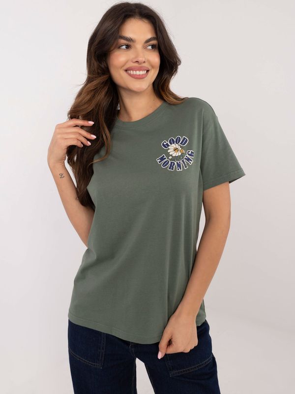 Fashionhunters Khaki T-shirt with SUBLEVEL print