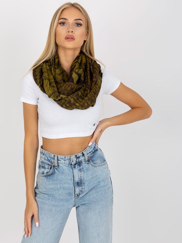 Fashionhunters Khaki women's scarf patterned snood