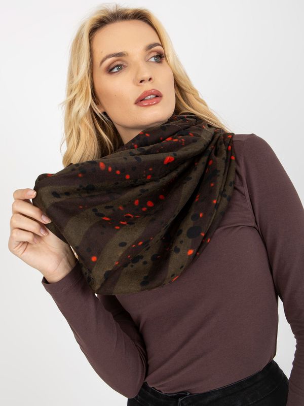 Fashionhunters Khaki women's scarf with print