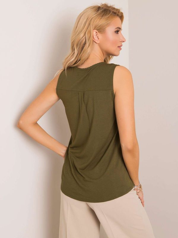 Fashionhunters Khaki women's top with lace