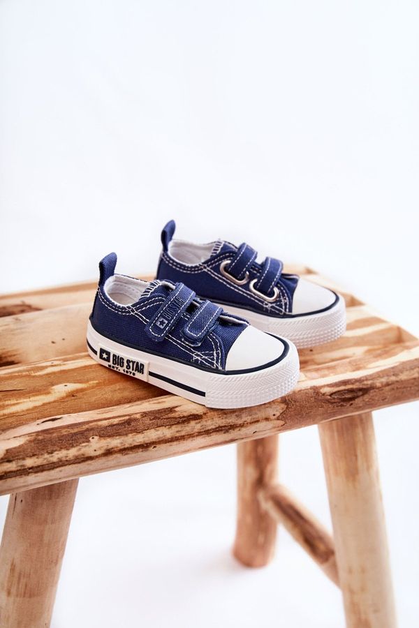 BIG STAR SHOES Kids fabric sneakers with Velcro BIG STAR KK374075 Navy blue