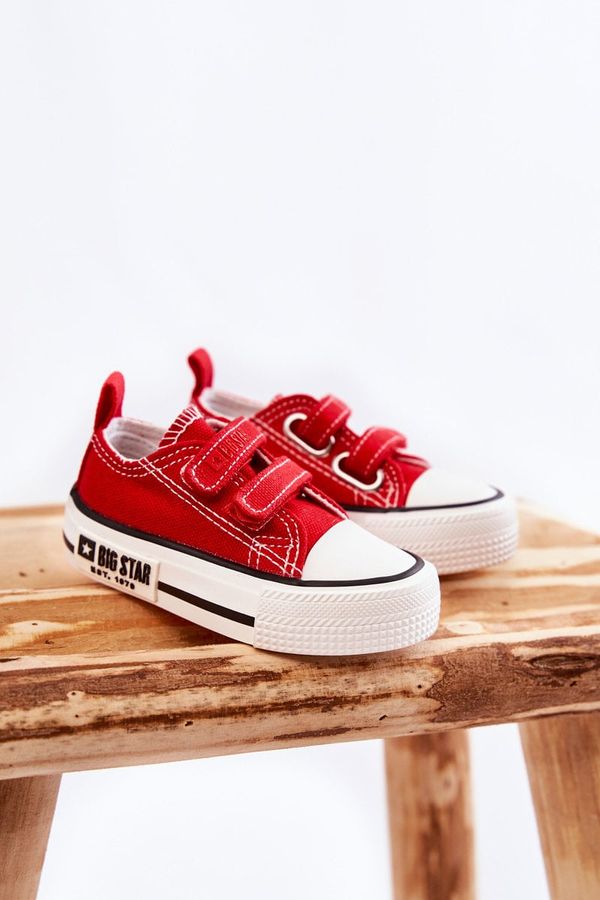 BIG STAR SHOES Kids fabric sneakers with Velcro BIG STAR KK374076 Red