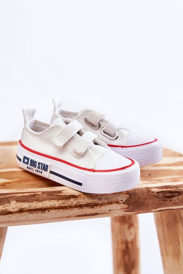 BIG STAR SHOES Kids fabric sneakers with Velcro BIG STAR KK374079 White
