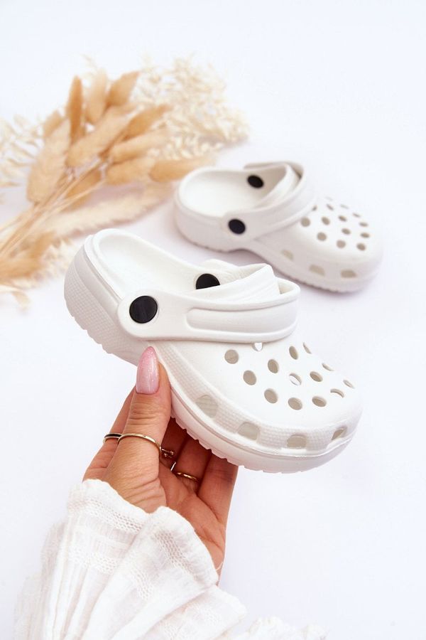 Kesi Kids Foam Crocs Slides White Percy