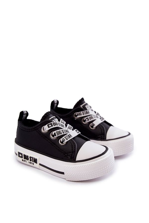 BIG STAR SHOES Kids Leather Sneakers BIG STAR KK374041 Black and White