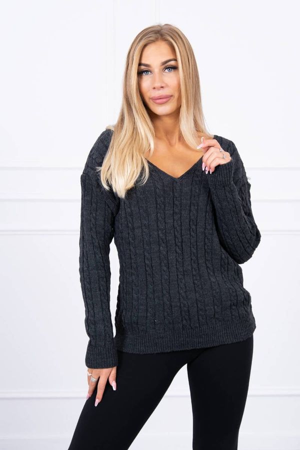 Kesi Knitted sweater with graphite V-neck