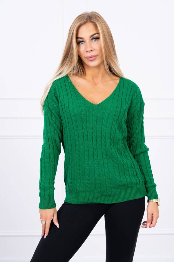 Kesi Knitted sweater with V-neck light green