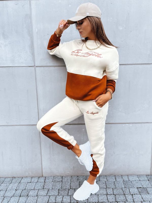 DStreet Komplet dresowy damski LOS ANGELES kremowy Dstreet