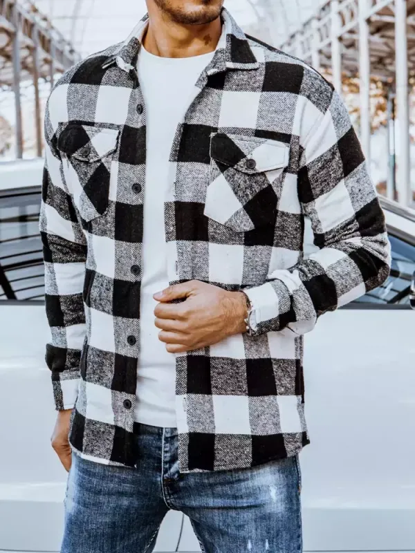 DStreet Koszula męska flanelowa czarno-biała Dstreet