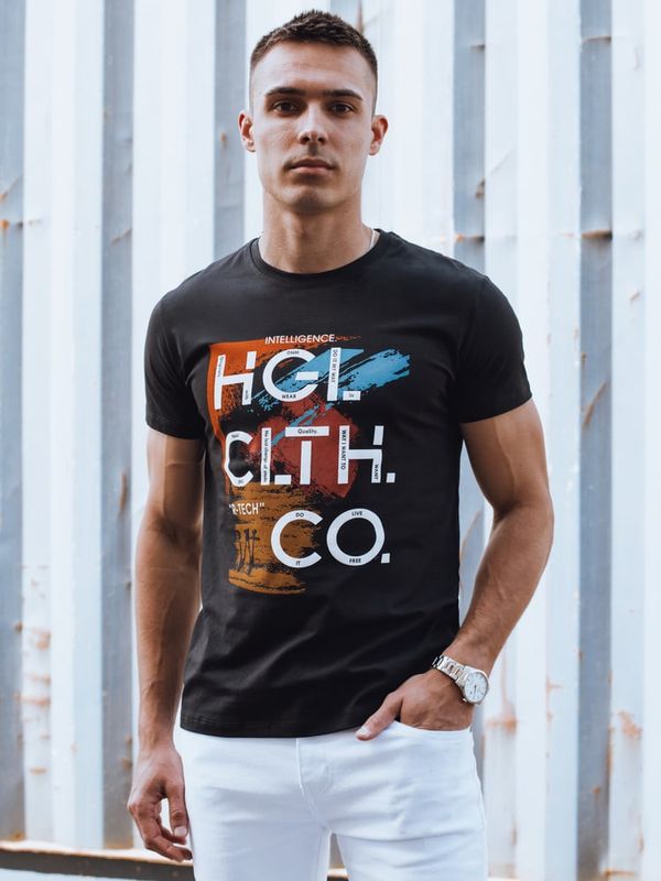 DStreet Koszulka męska z nadrukiem czarna Dstreet