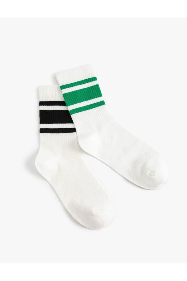 Koton Koton 2-Piece College Socks Set with Stripe Detail