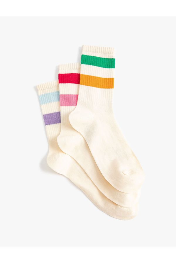 Koton Koton 3-Piece Striped College Socks Set