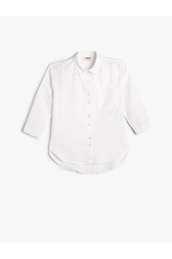 Koton Koton 3/4 Sleeve Basic Shirt Button Closure