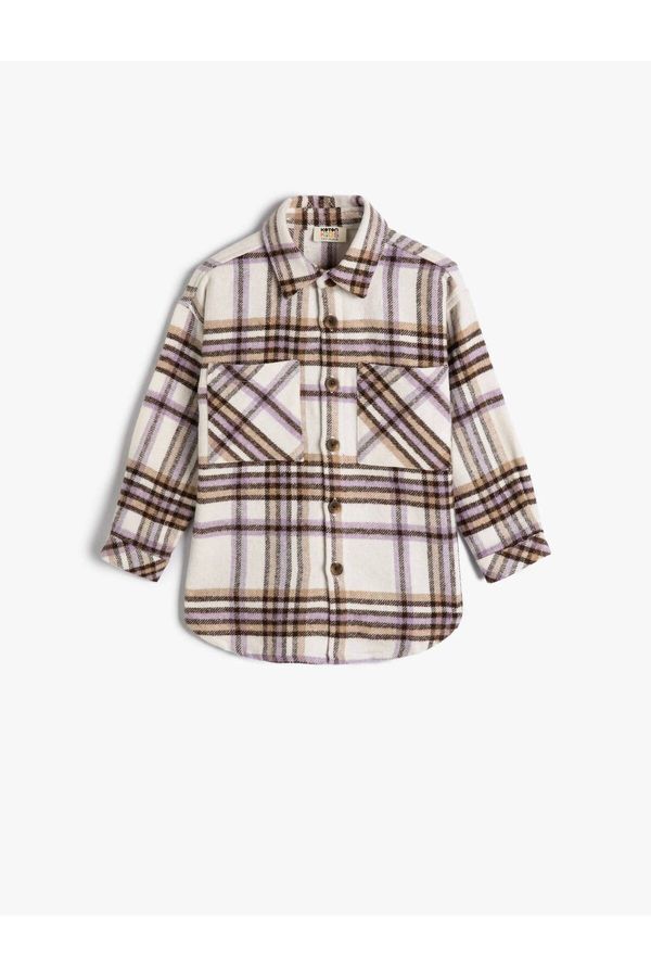 Koton Koton 4wkg60018aw Girls' Shirt Beige Plaid