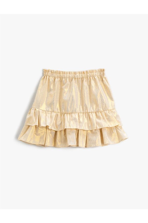 Koton Koton Above the Knee Skirt With Shiny Frilled Elastic Waist.