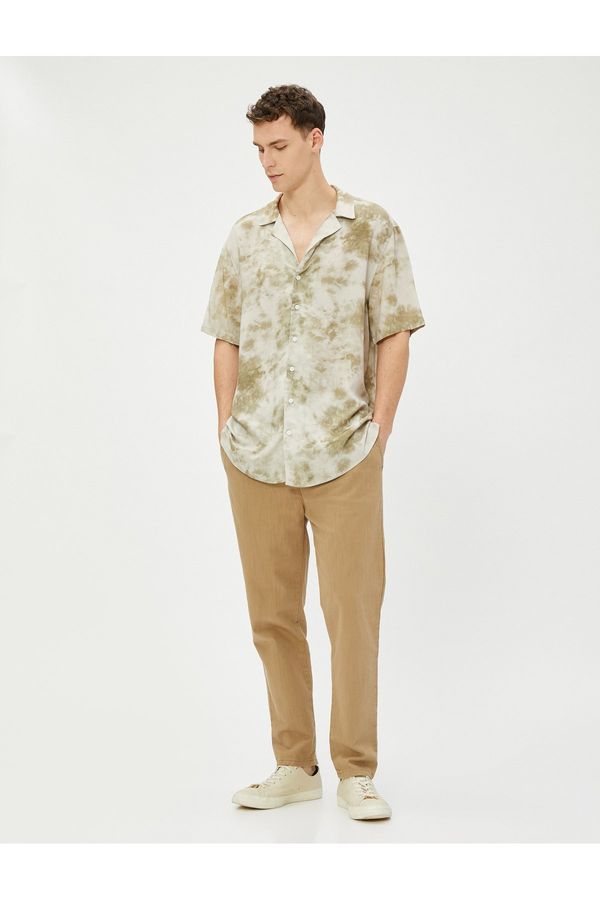 Koton Koton Abstract Print Detailed Turndown Collar Viscose Fabric for Summer Shirt