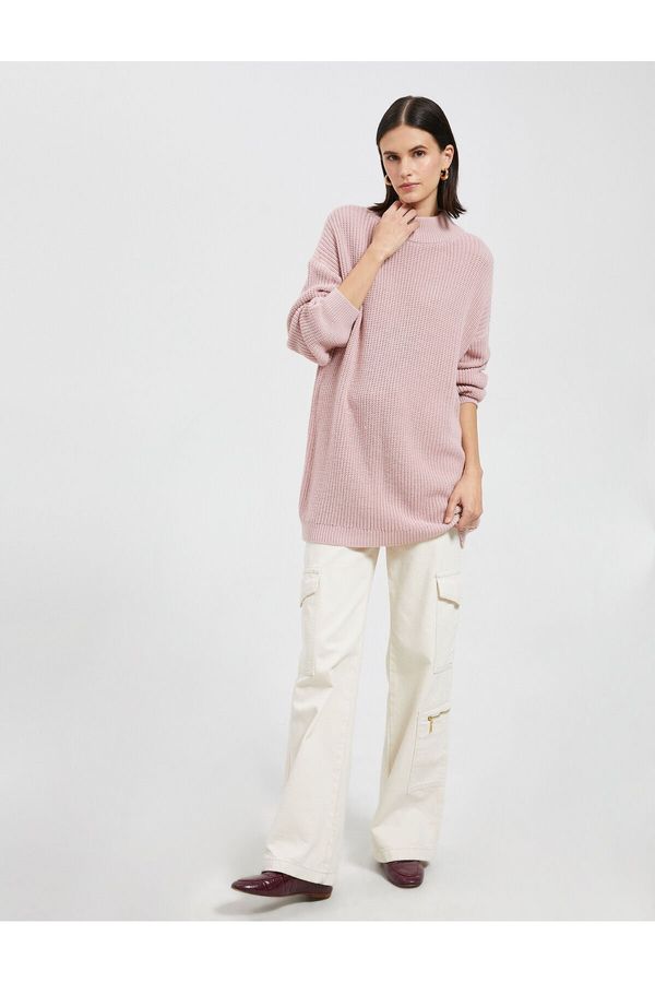 Koton Koton Acrylic Cashmere Textured Oversize Half Turtleneck Sweater