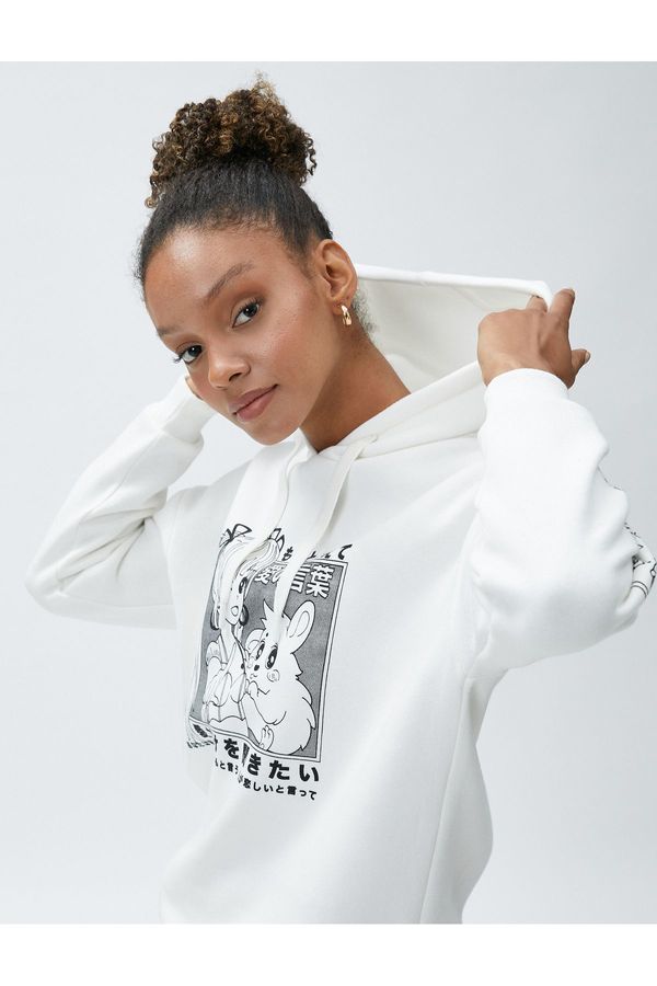 Koton Koton Anime Sweatshirt Oversize Hooded Long Sleeve