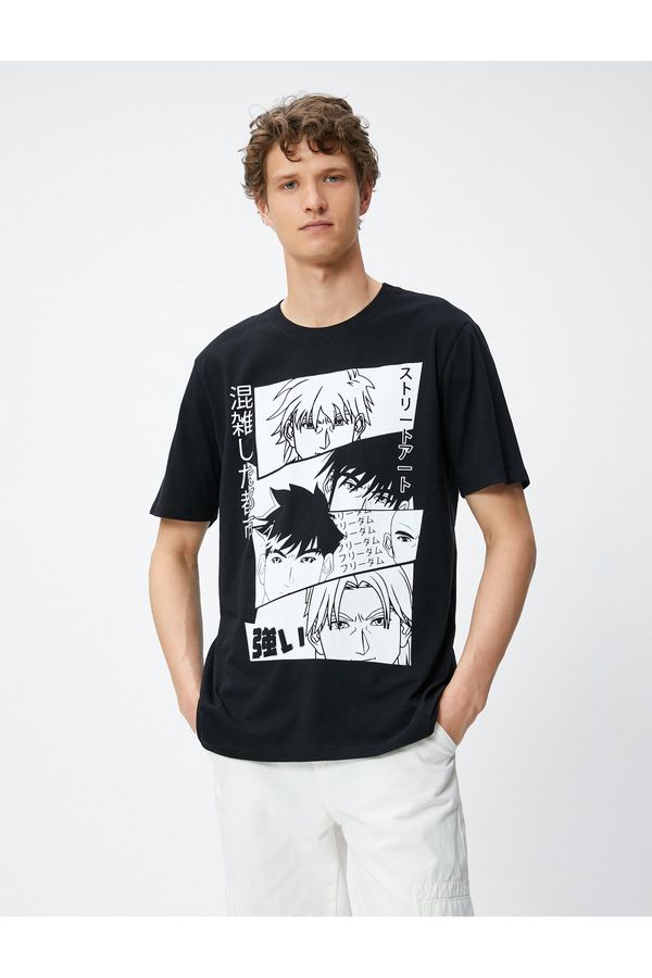 Koton Koton Anime T-Shirt Printed Crew Neck Cotton Short Sleeve