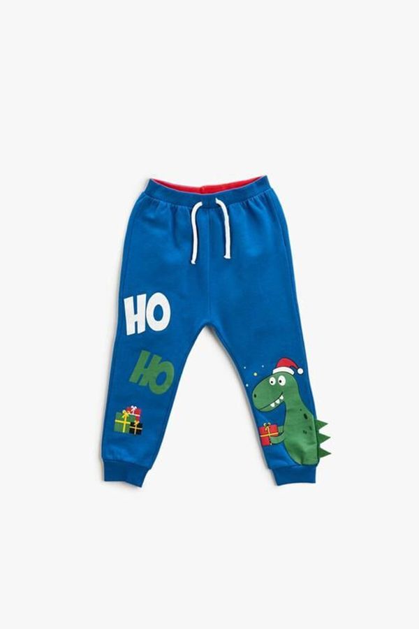 Koton Koton Baby Boy Christmas Theme with Dinosaur Print Tie Waist Jogger Sweatpants 3wmb4