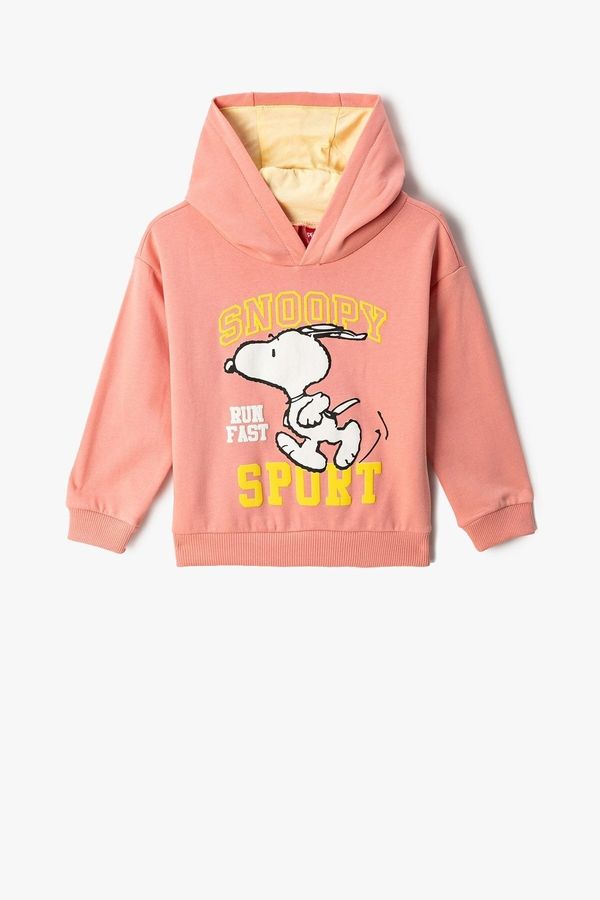 Koton Koton Baby Boy Cotton Long Sleeve Snoopy Printed Licensed Hooded Sweatshirt 3smb10092tk