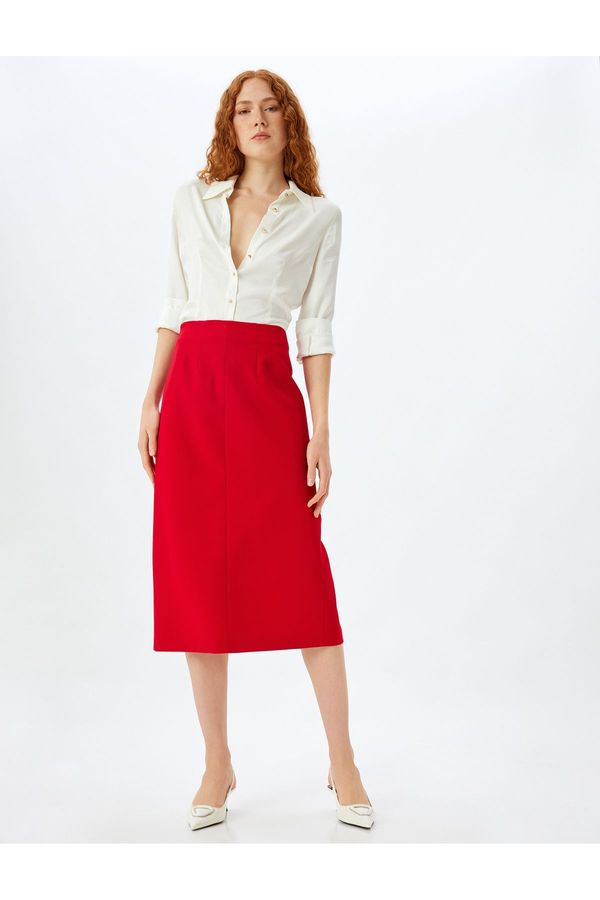 Koton Koton Back Slit Detail Midi Length A Cut Skirt