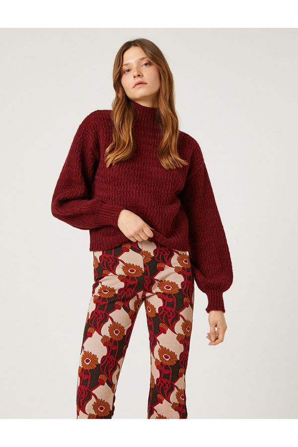 Koton Koton Balloon Sleeve Crop Turtleneck Sweater