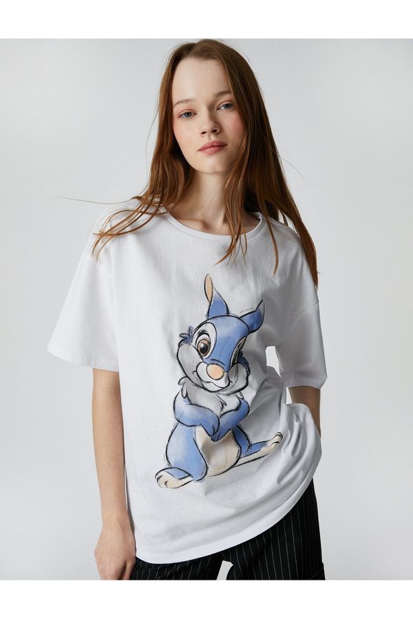 Koton Koton Bambi T-Shirt Oversize Licensed Crew Neck Short Sleeve