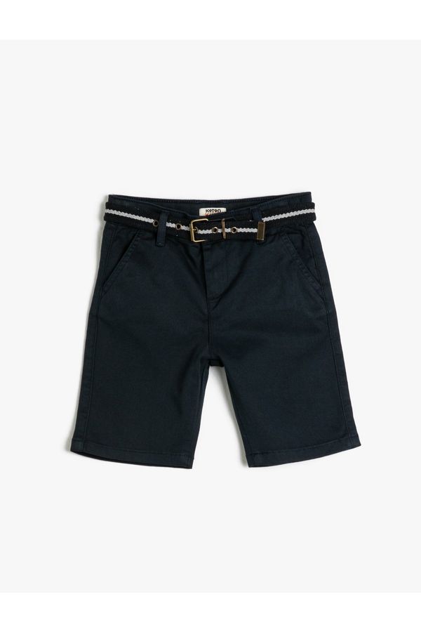 Koton Koton Basic Bermuda Shorts With Belt Detail Pockets Cotton Cotton with Adjustable Elastic Waist.
