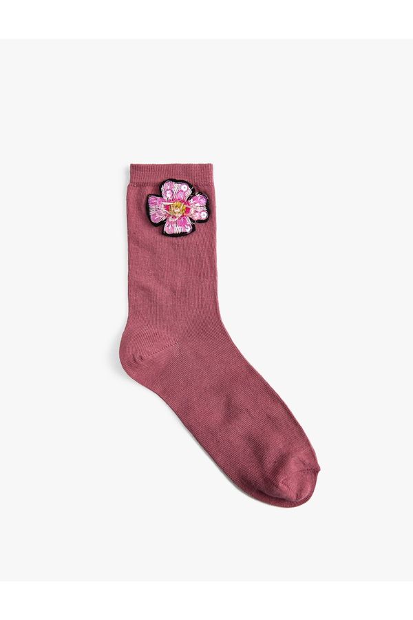 Koton Koton Basic Floral Socks With Embroidery Detail