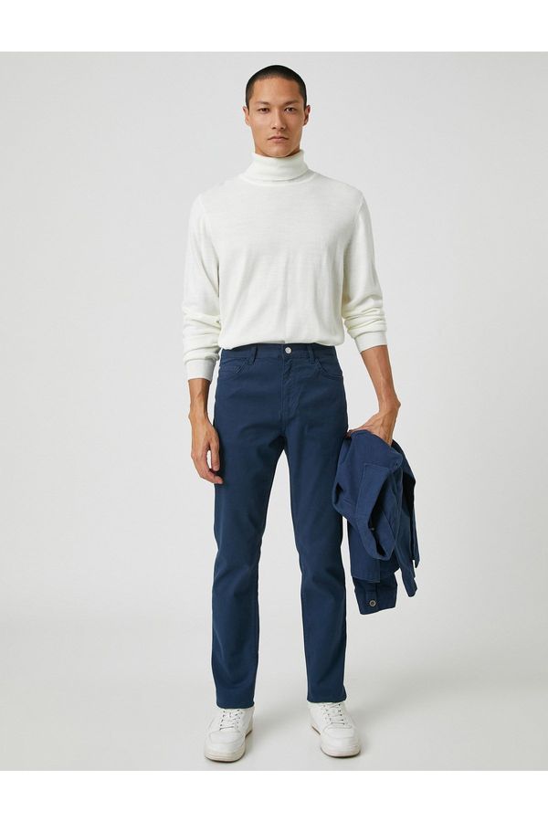 Koton Koton Basic Gabardine Pants with Buttons, Pocket Detailed.