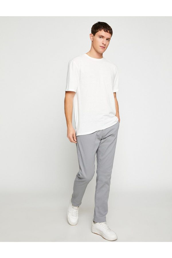 Koton Koton Basic Gabardine Trousers Slim Fit Buttoned Pocket Detailed