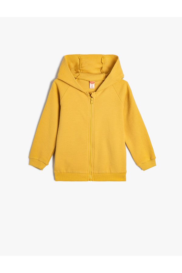 Koton Koton Basic Hooded Sweatshirt Zipper Long Sleeve Cotton