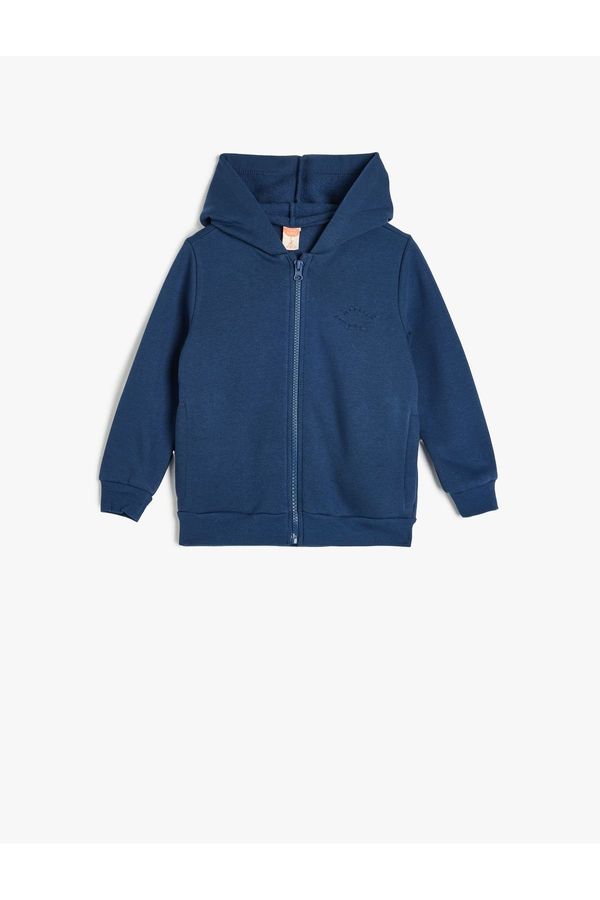 Koton Koton Basic Hooded Sweatshirt Zippered Raised