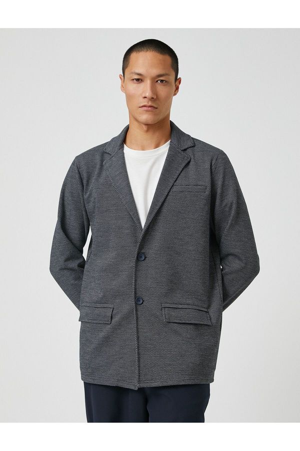 Koton Koton Basic Jacket Wide Collar Button Detailed Pocket