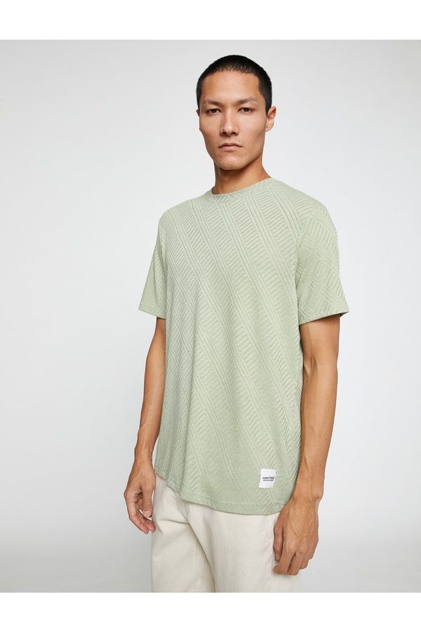 Koton Koton Basic Jacquard T-Shirt Crew Neck Short Sleeve