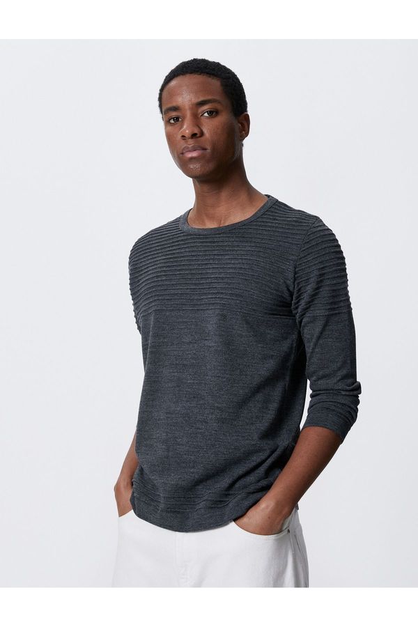 Koton Koton Basic Knitwear Sweater Textured Crew Neck Slim Cut