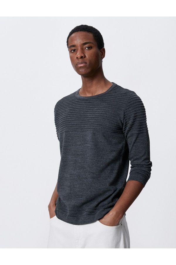 Koton Koton Basic Knitwear Sweater Textured Crew Neck Slim Fit