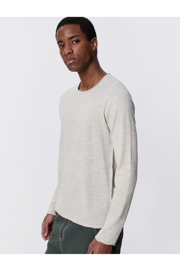 Koton Koton Basic Knitwear Sweater Textured Round Neck Slim Fit