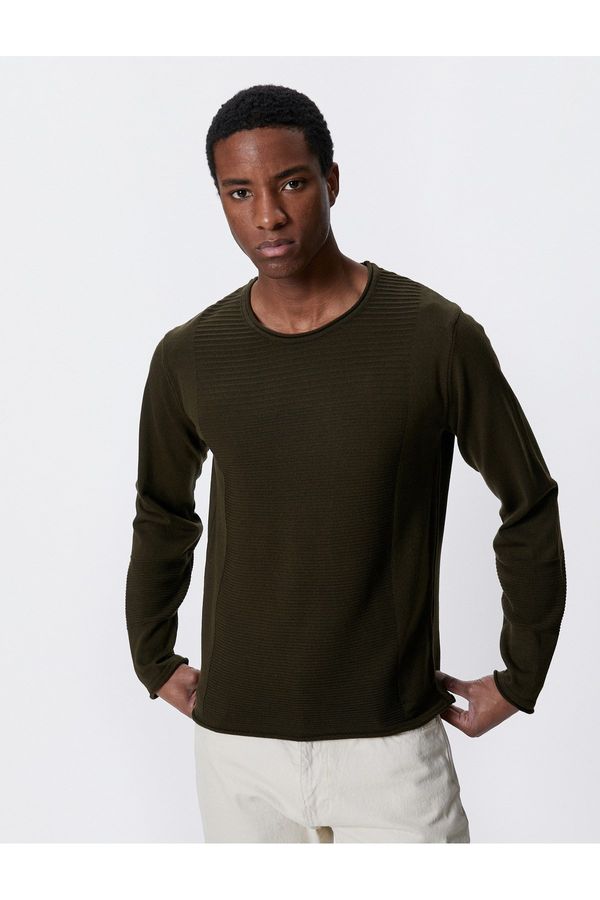 Koton Koton Basic Knitwear Sweater Textured Round Neck Slim Fit