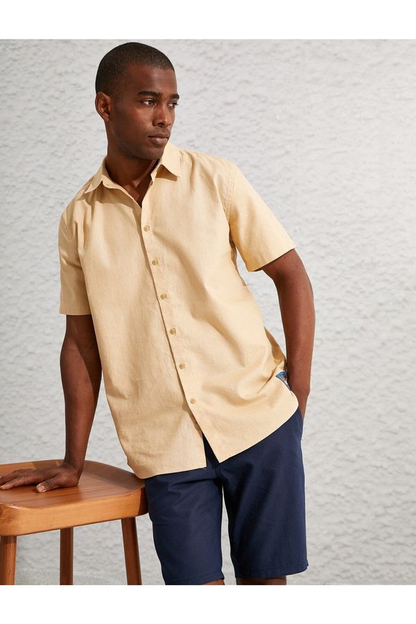 Koton Koton Basic Linen Blend Short Sleeve Shirt