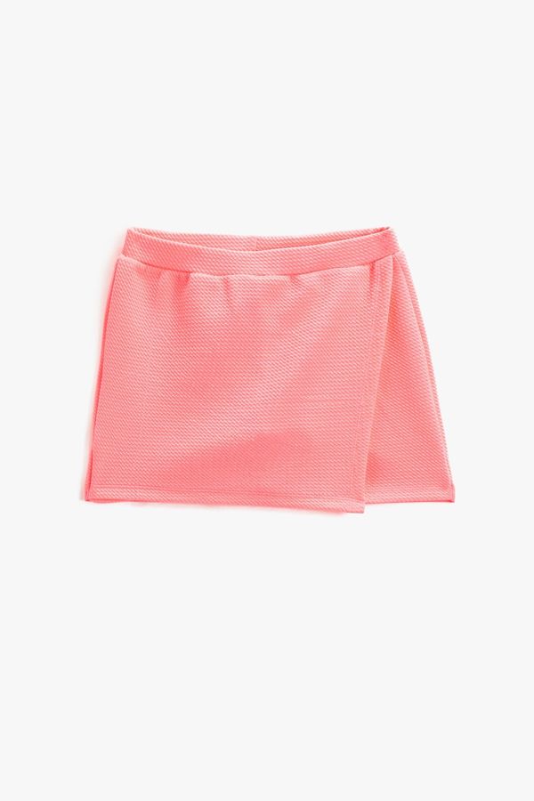 Koton Koton Basic Mini Shorts Skirt Double Breasted Elastic Waist Textured