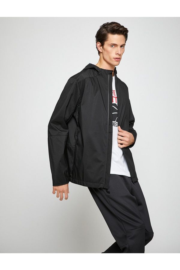 Koton Koton Basic Oversize Sports Jacket Hooded Zipper Detail