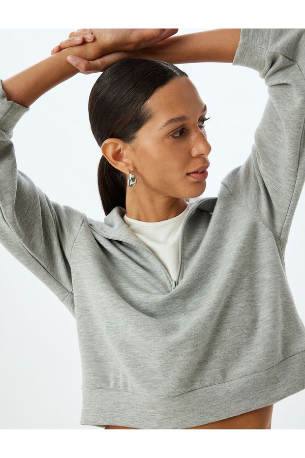 Koton Koton Basic Polo Neck Sweatshirt with Half Zipper Detail