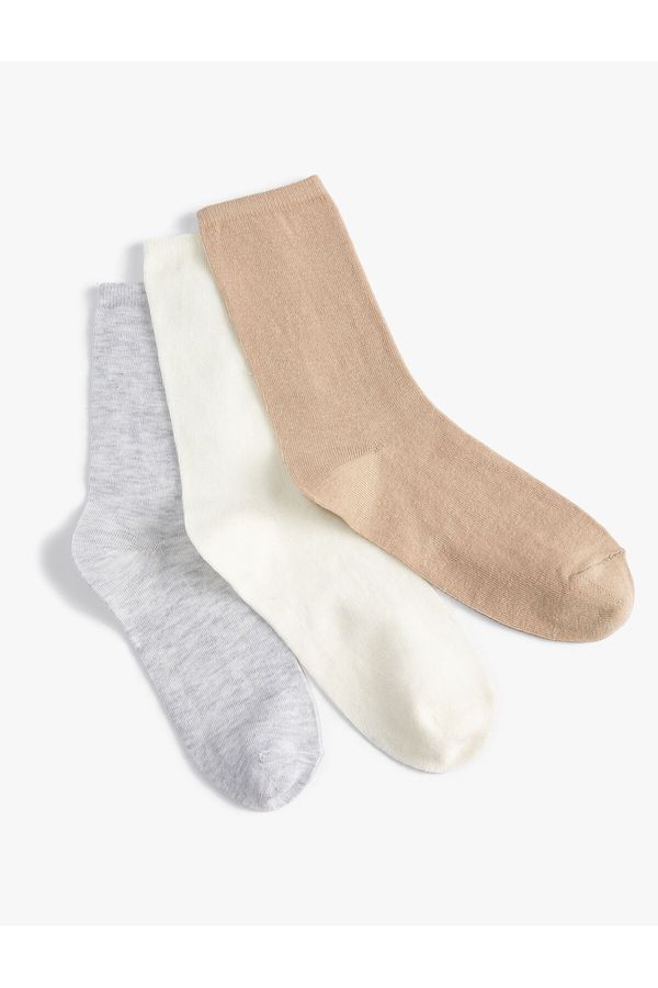 Koton Koton Basic Set of 3 Crepe Socks, Multicolored